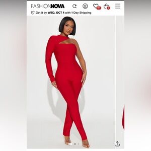 Chic Red Asymmetrical Jumpsuit